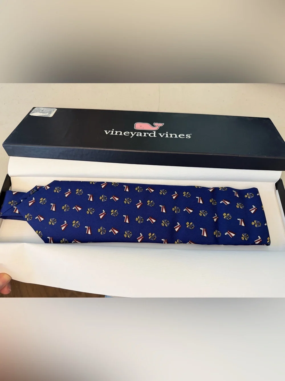 New VINEYARD VINES CUSTOM COLLECTION BLUE LIBRA MOTIF TIE
